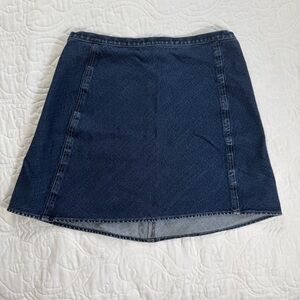 Theory Dark Blue Classic Denim Mini‎ Pencil Skirt Zipper Snap Women's 4 EUC